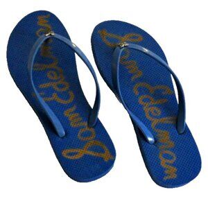 NEW Sam Edelman Womens Skye Blue Flip-Flops Thong Sandals 6 Medium Logo Spellout